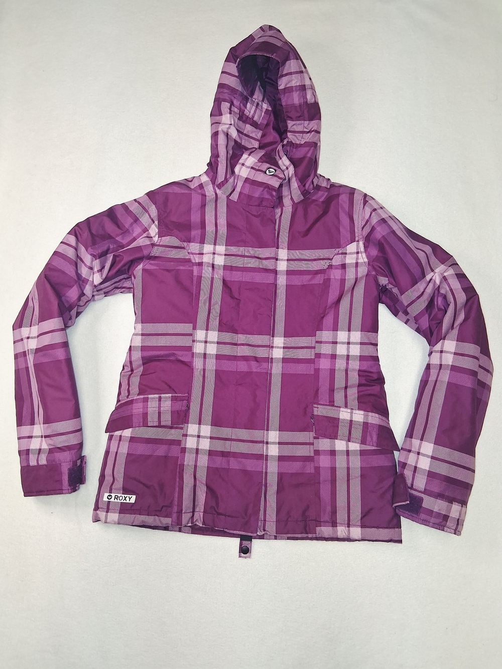 Roxy Girls' Purple Plaid Hooded Jacket